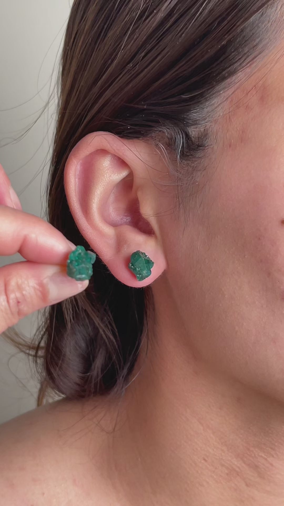 Raw Dioptase Stud Earrings video