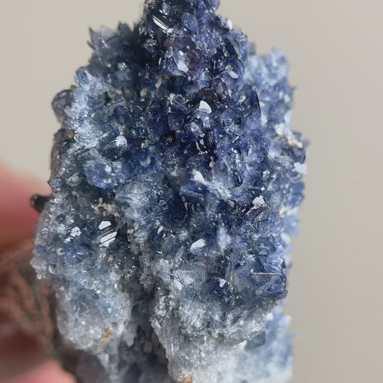 Video of Raw Blue Sapphire Mineral Specimen Ring featuring natural corundum crystal