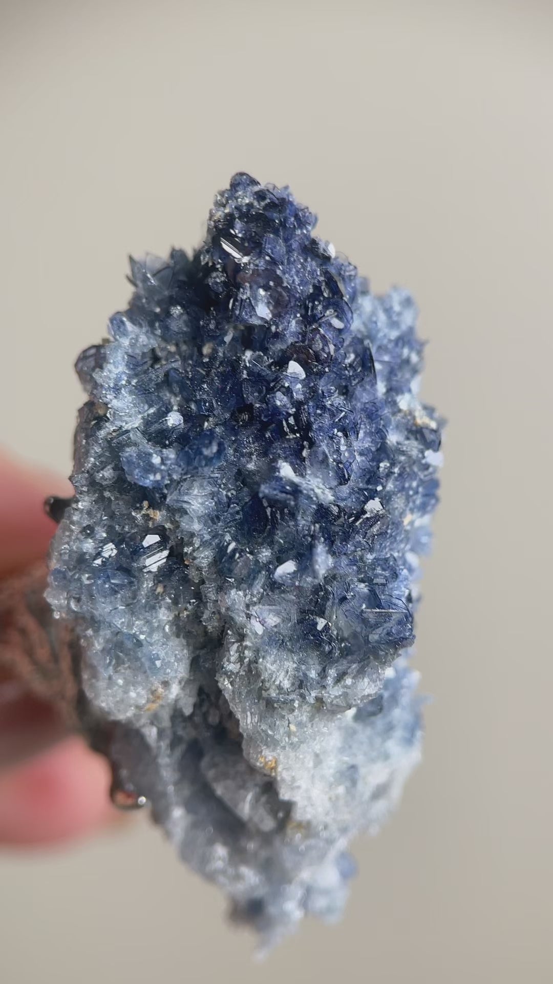Video of Raw Blue Sapphire Mineral Specimen Ring featuring natural corundum crystal