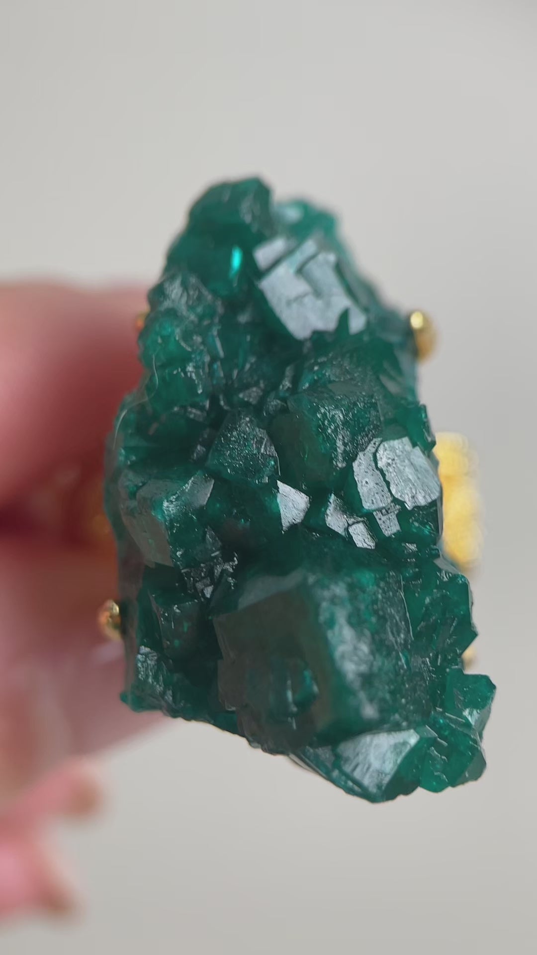 video natural congo dioptase mineral specimen ring