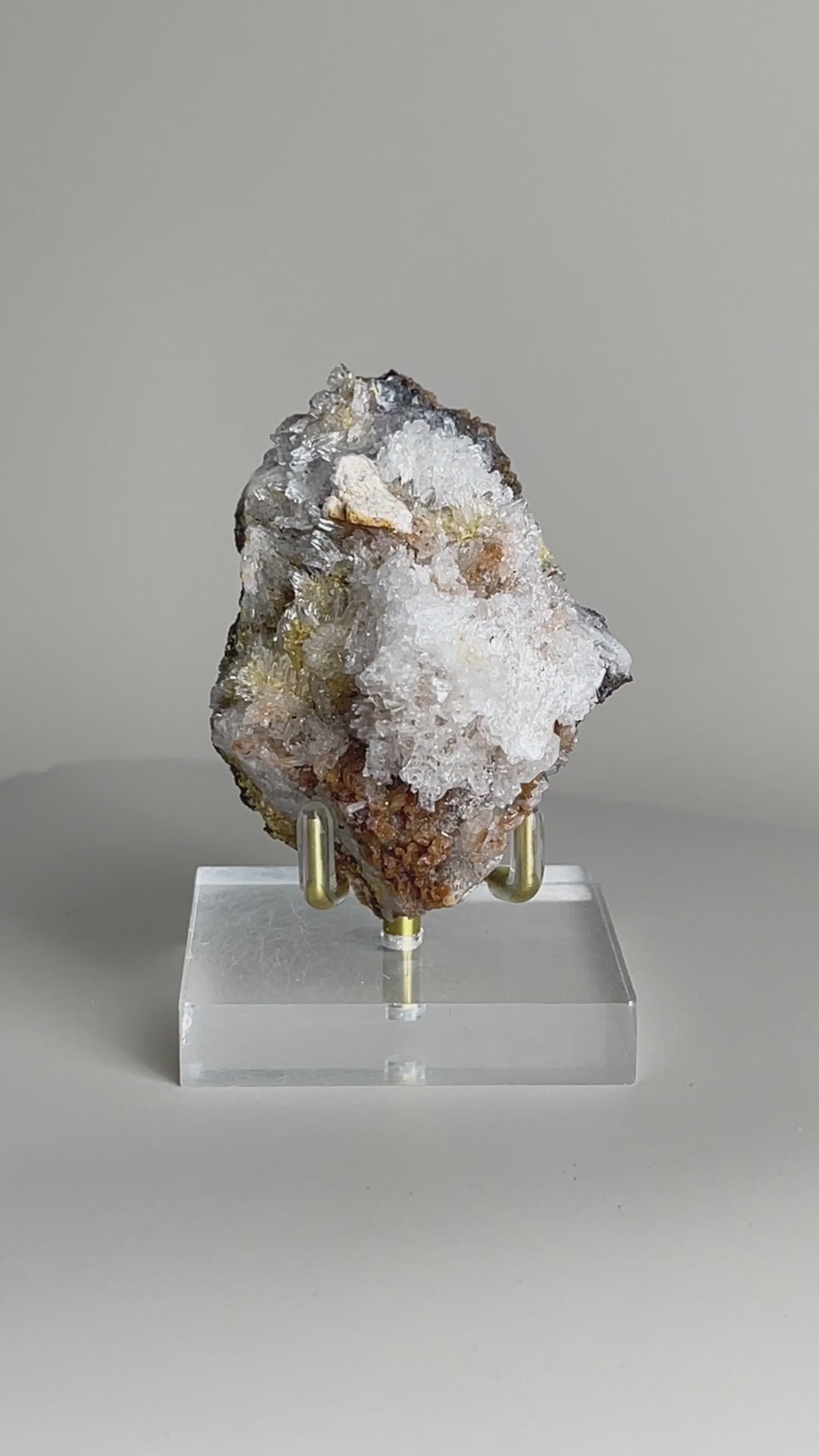 Video of Raw Creedite cluster mineral specimen on matrix from China