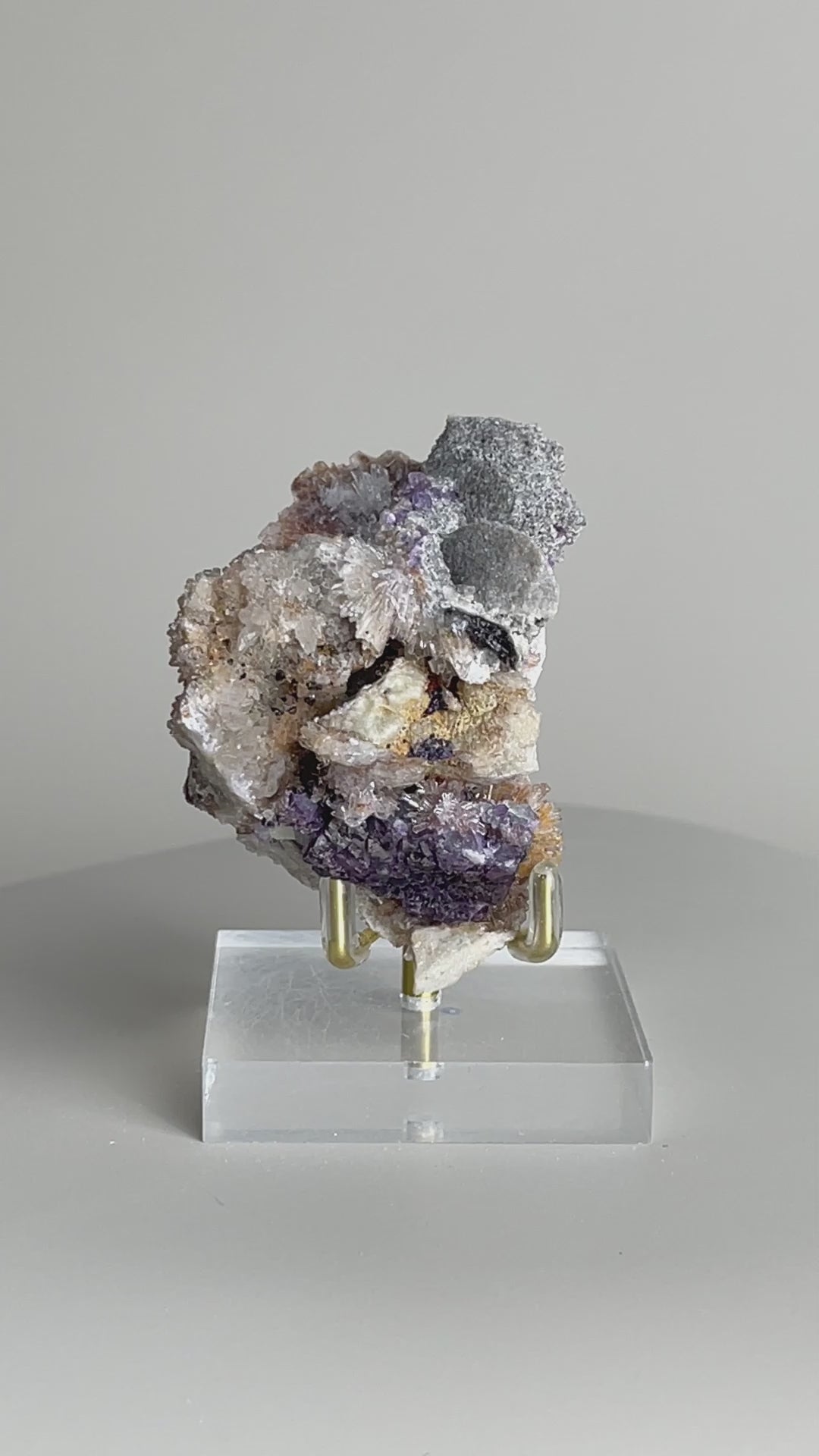 Video of Raw Creedite flower mineral specimen on matrix from China