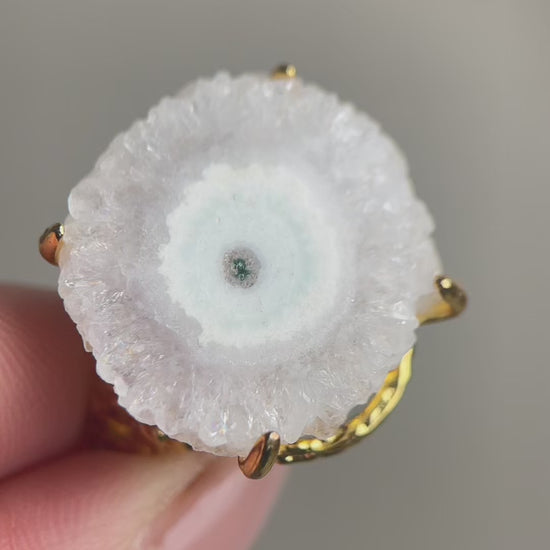 video of Brazilian Solar Quartz Crystal Slice Ring