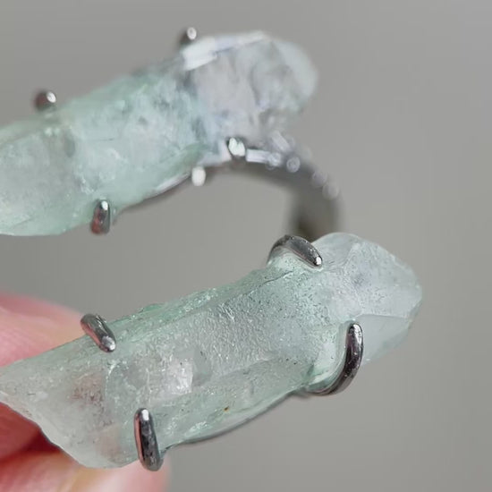 Video of Fuchsite Phantom Quartz double point ring