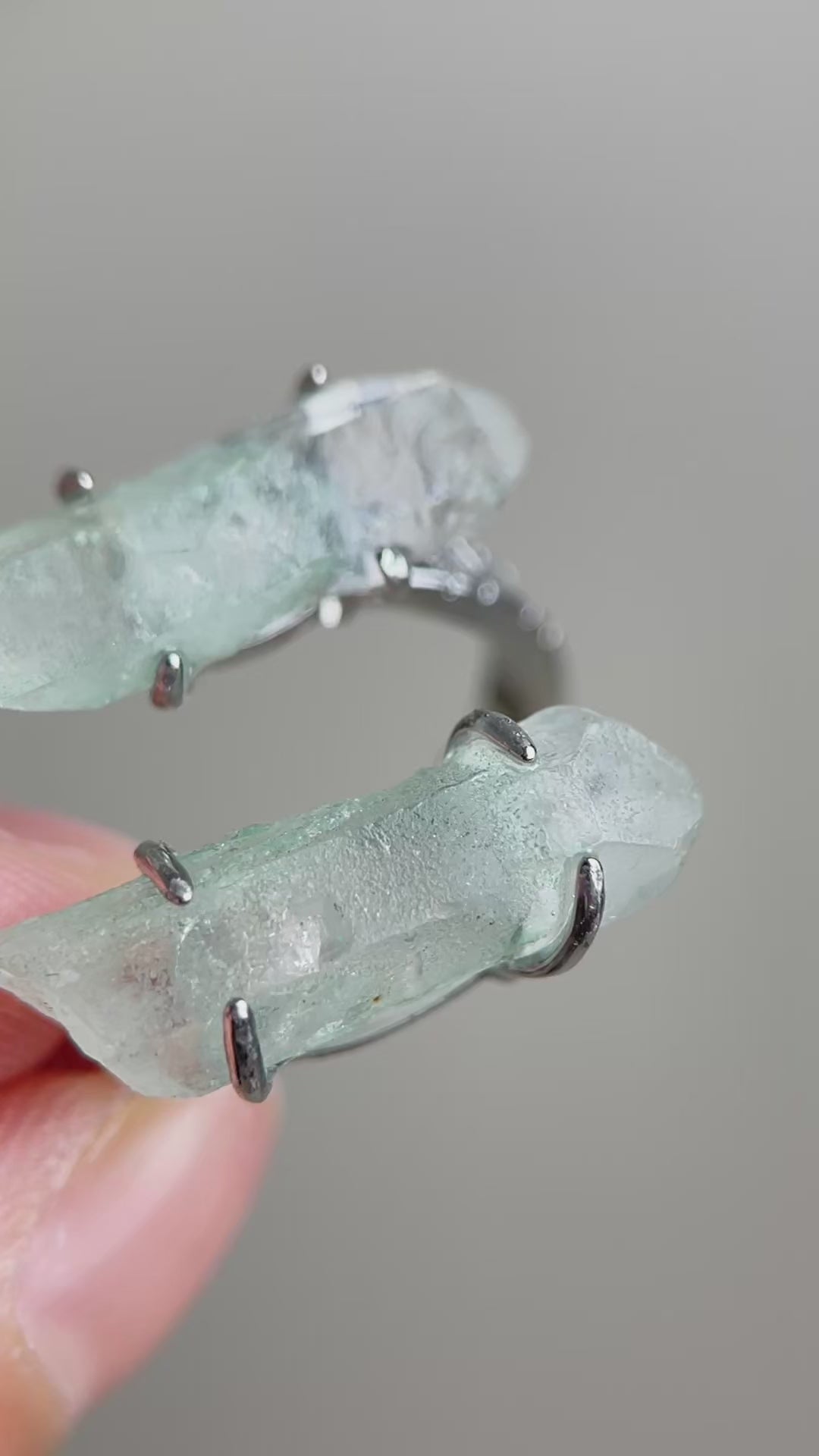 Video of Fuchsite Phantom Quartz double point ring