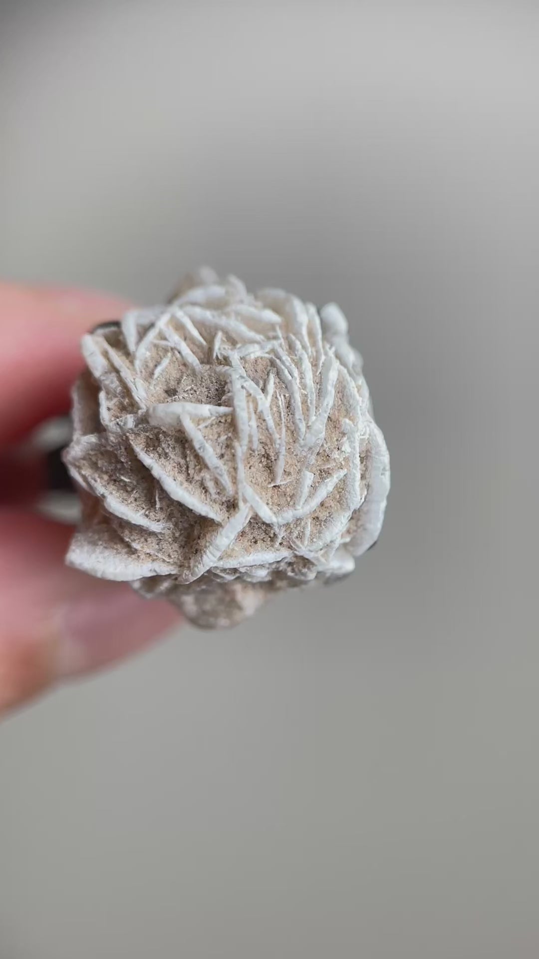 Video of Desert Rose mineral specimen ring from Morocco highlighting its natural rose-shaped gypsum formation.
