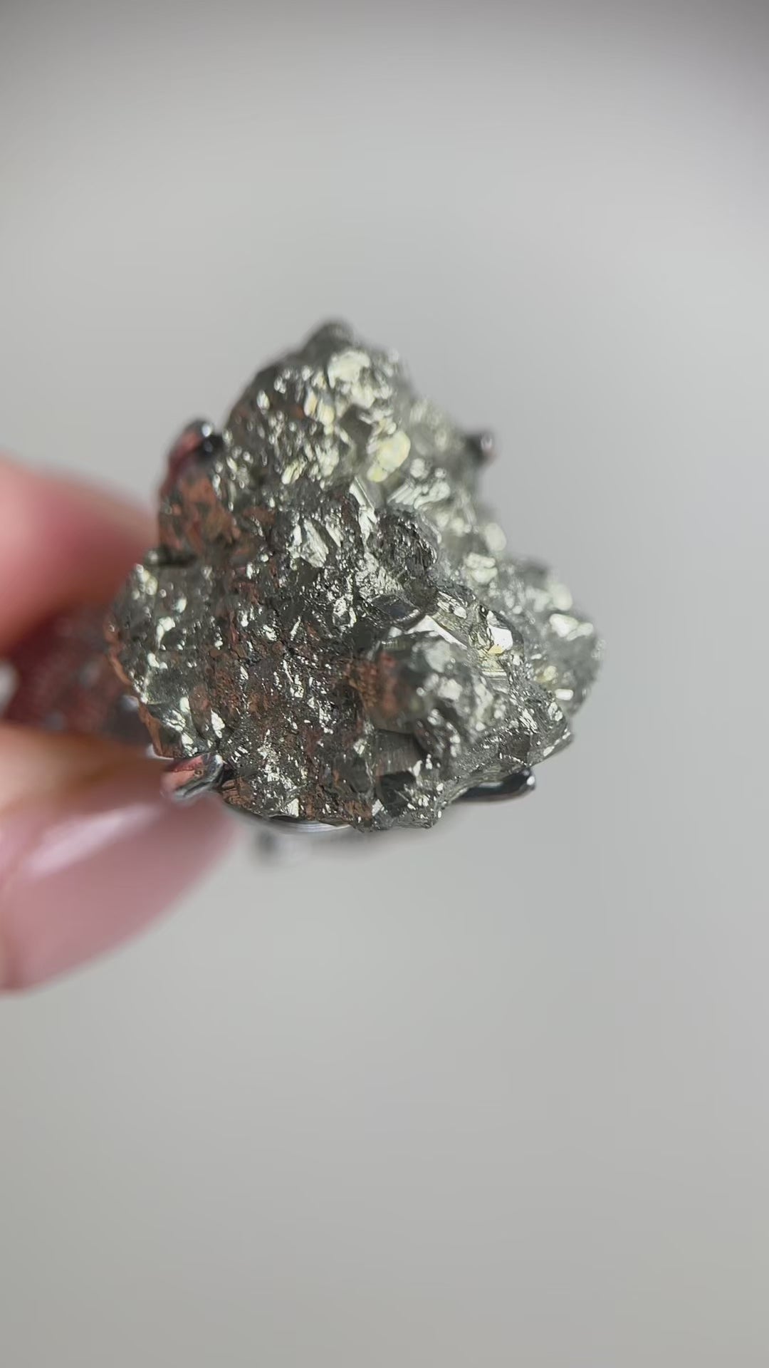 Video of raw chalcopyrite mineral specimen ring from Peru