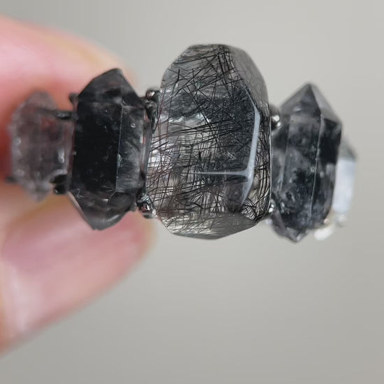 Video of Black Rutilated Quartz and Hakima Diamond Quartz ring by Oryssia