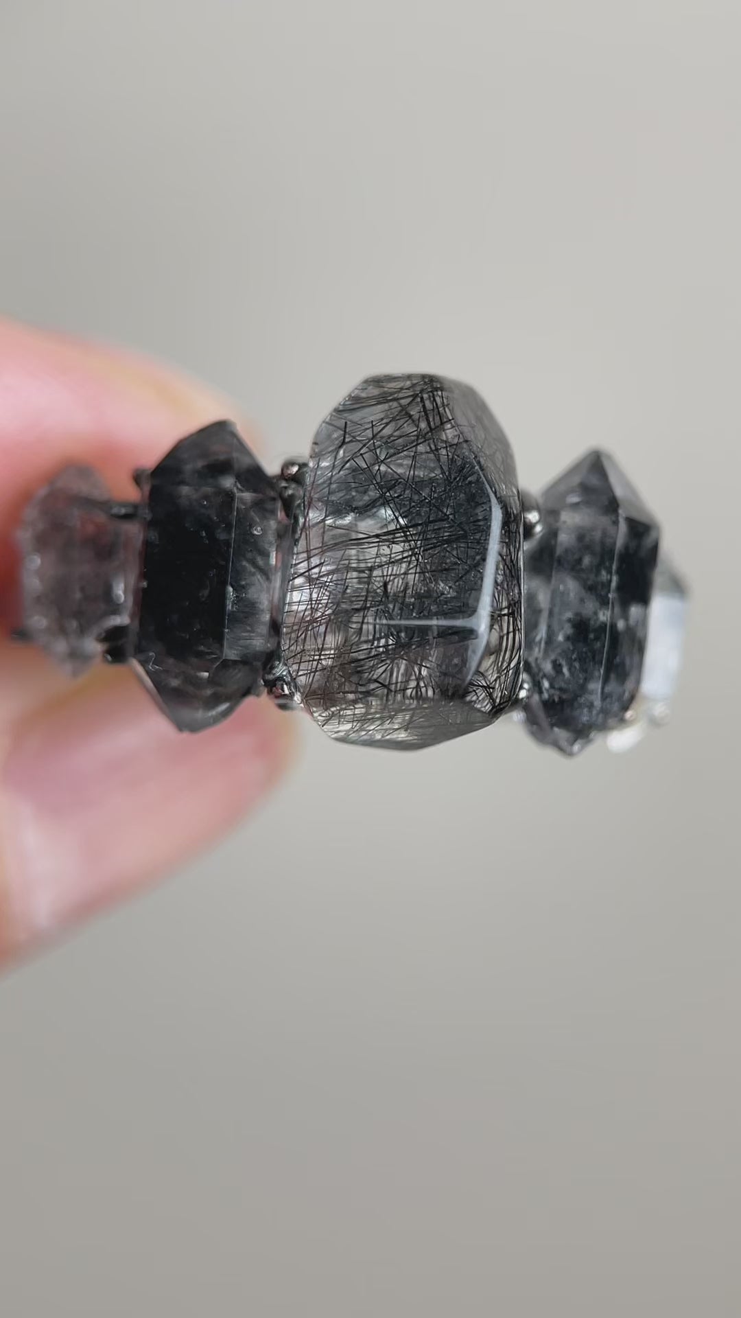 Video of Black Rutilated Quartz and Hakima Diamond Quartz ring by Oryssia