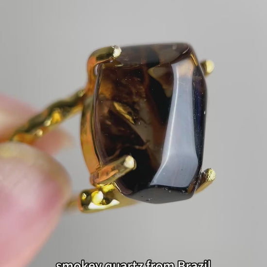 Video of Smoky Quartz Freeform Ring