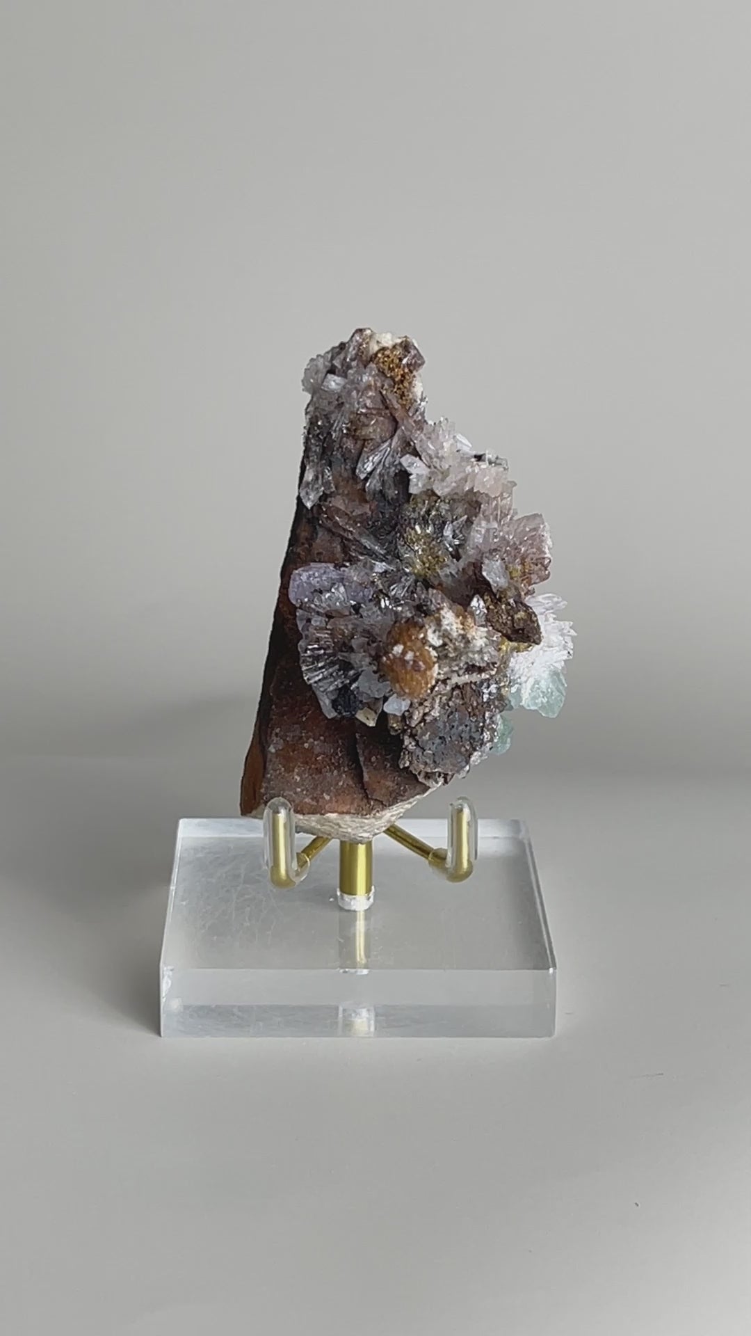 Video of Raw Creedite flower mineral specimen on matrix from China