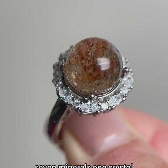 video super seven quartz sphere ring