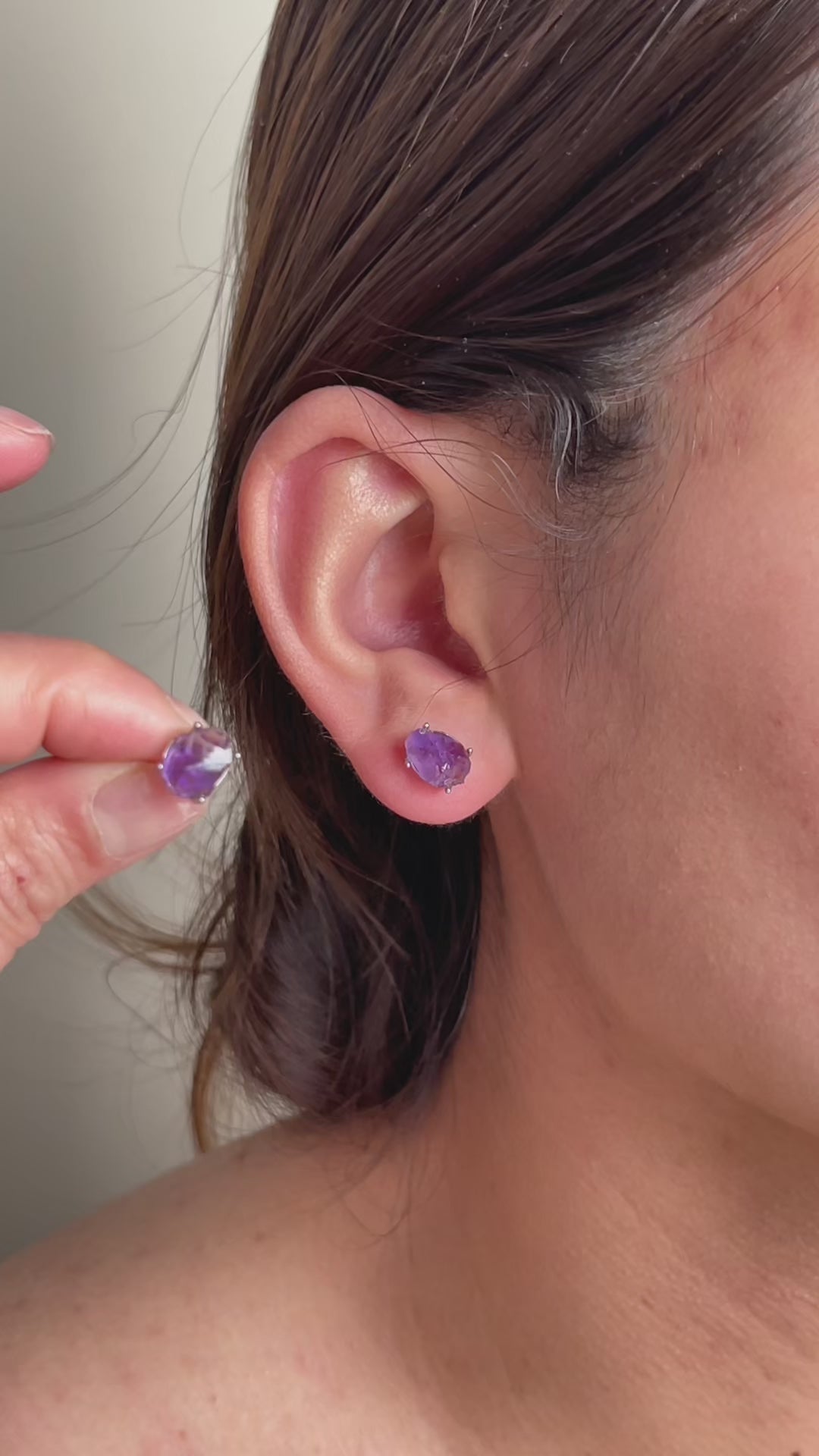 Raw Amethyst Stud Earrings video