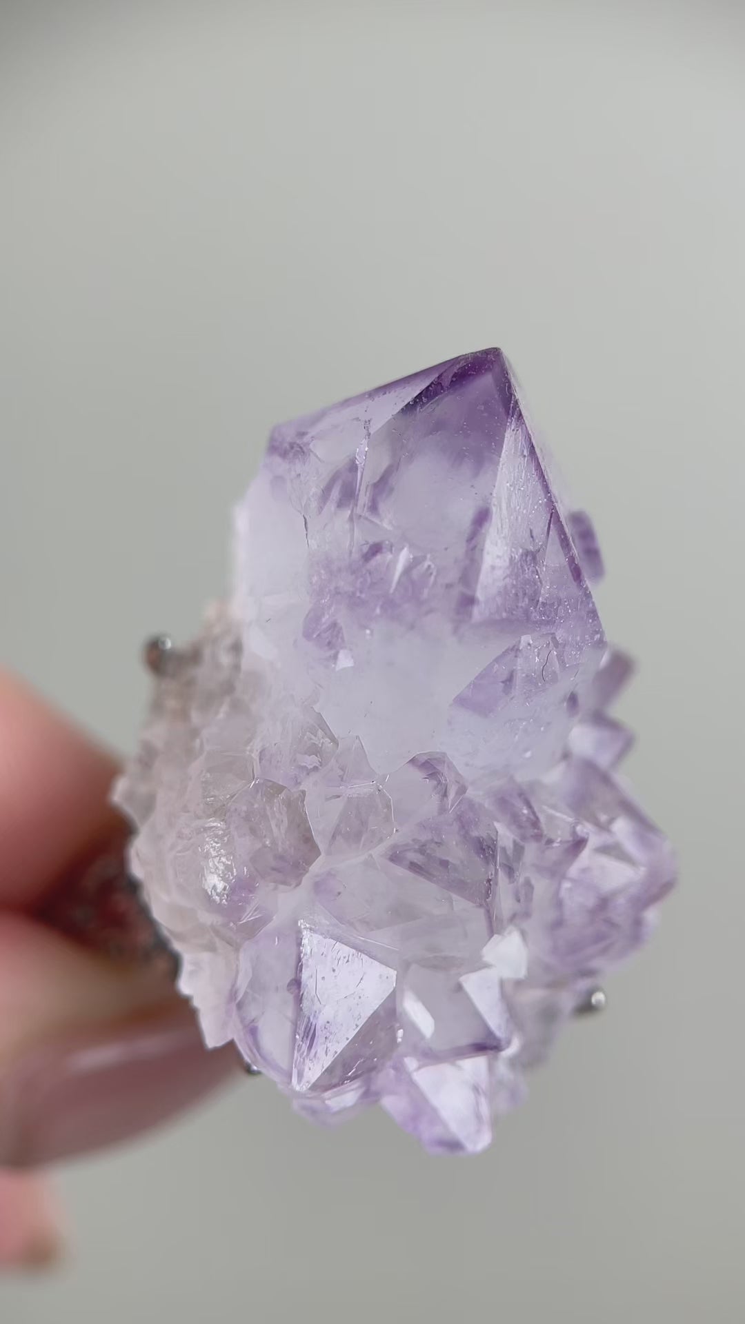 Video of Amethyst Cactus Quartz Ring showing natural crystal cluster