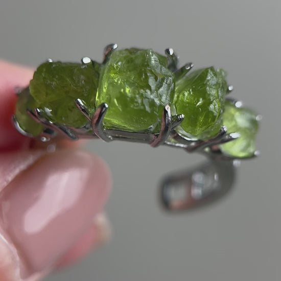 video raw peridot crystal ring by oryssia