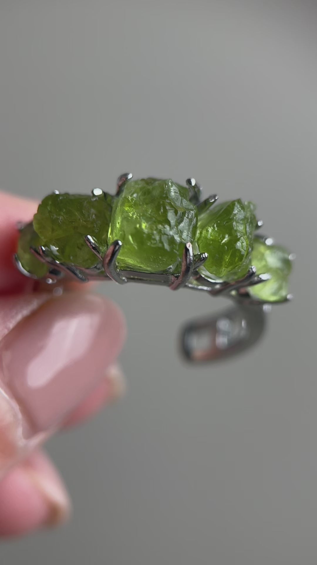 video raw peridot crystal ring by oryssia
