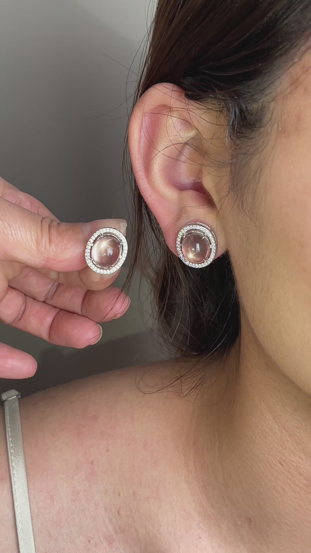 Star Rose Quartz Stud Earrings video