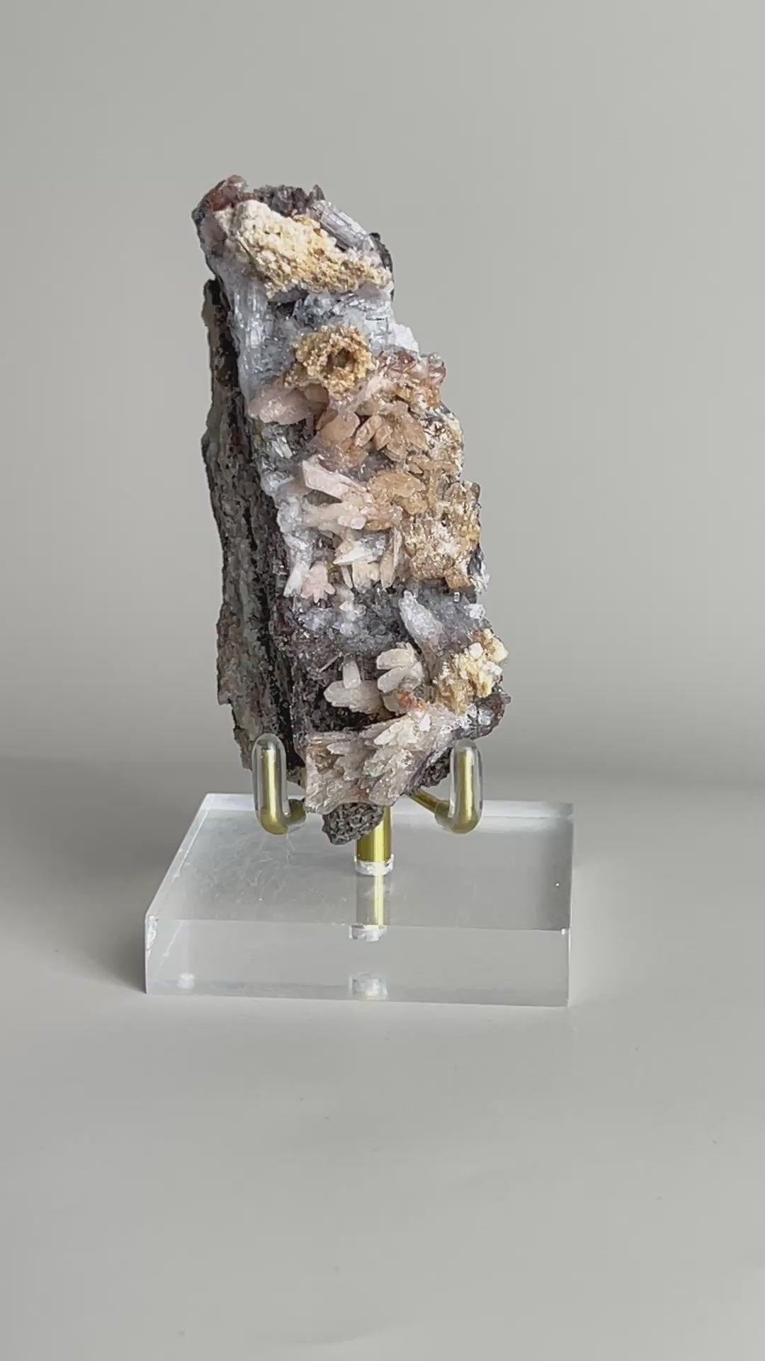 Video of Raw Creedite flower mineral specimen on matrix from China