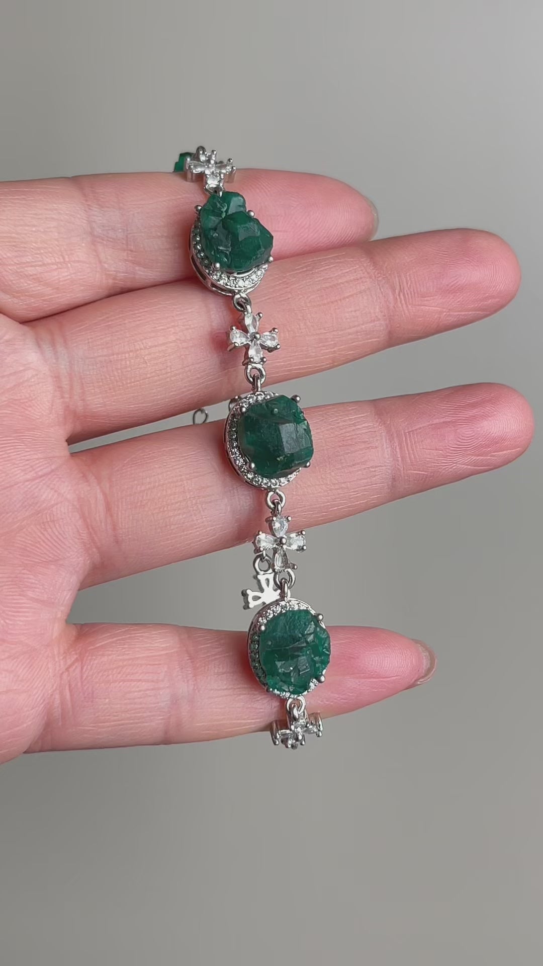 Video of dioptase bracelet Congo mineral specimen jewelry