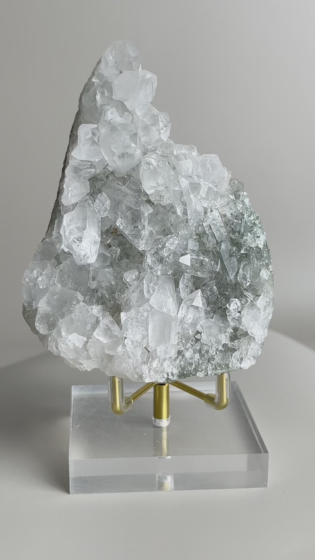 rotating azurite and malachite mineral specimen showing crystal texture and color contrast