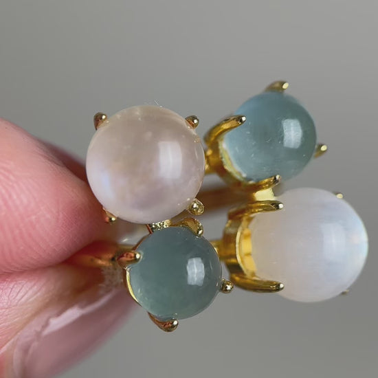 video of Aquamarine and moonstone flower ring by Oryssia