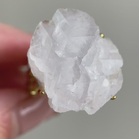 Video of White Pagoda Calcite Ring featuring natural stacked calcite crystal