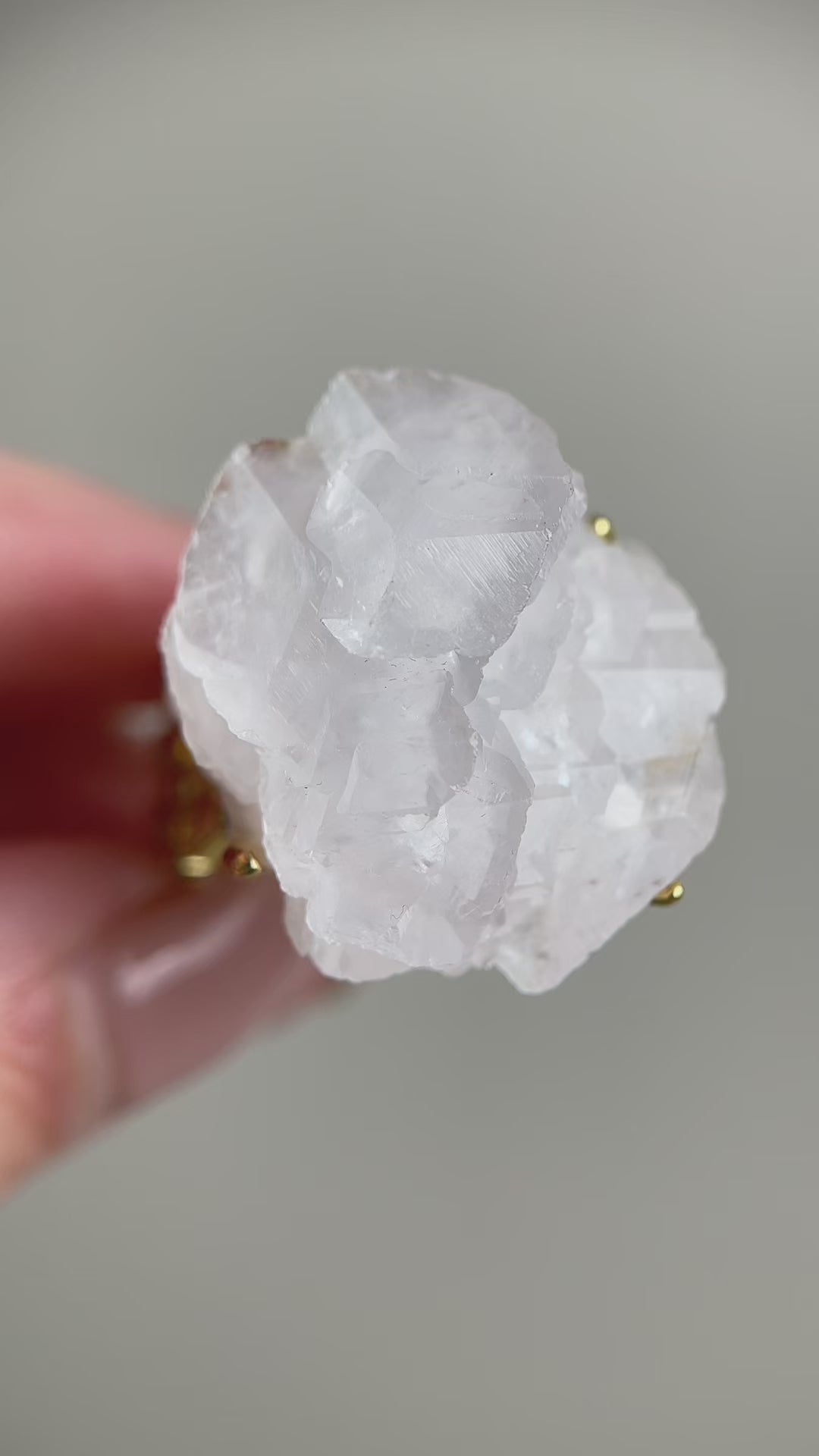 Video of White Pagoda Calcite Ring featuring natural stacked calcite crystal