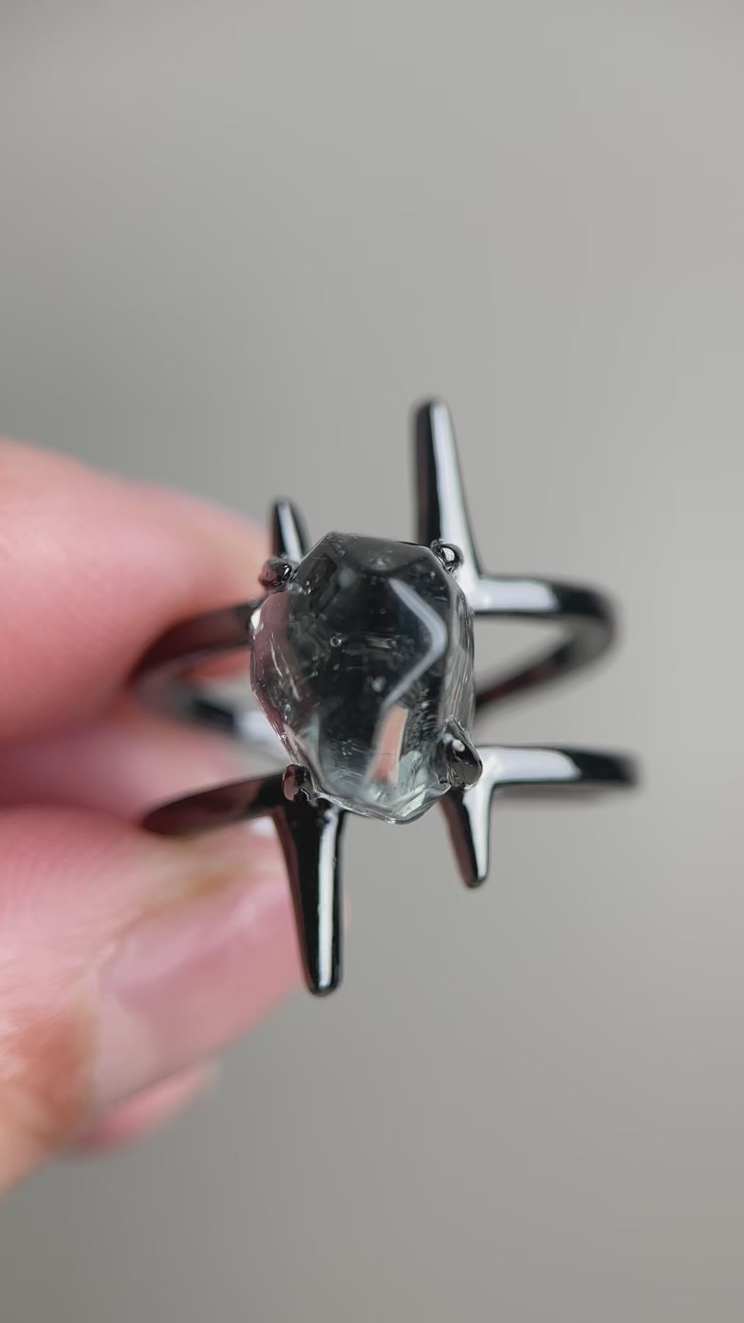 Video of hand-cut Green Quartz ring by Oryssia