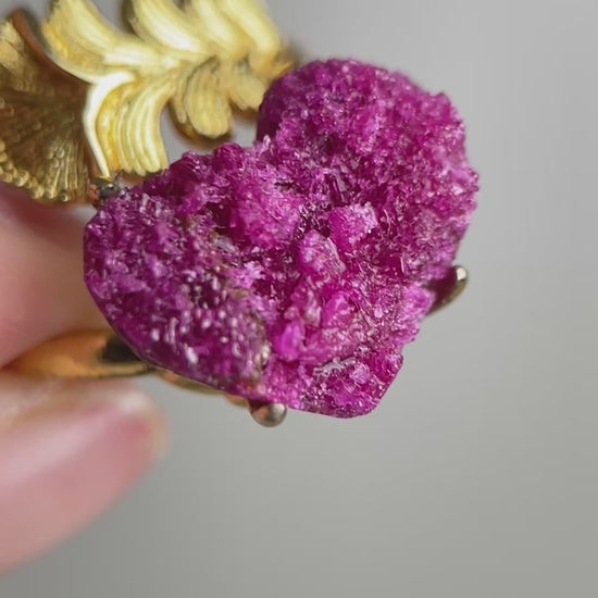 Video of Raw Ruby Red Corundum mineral specimen ring showing natural crystal texture