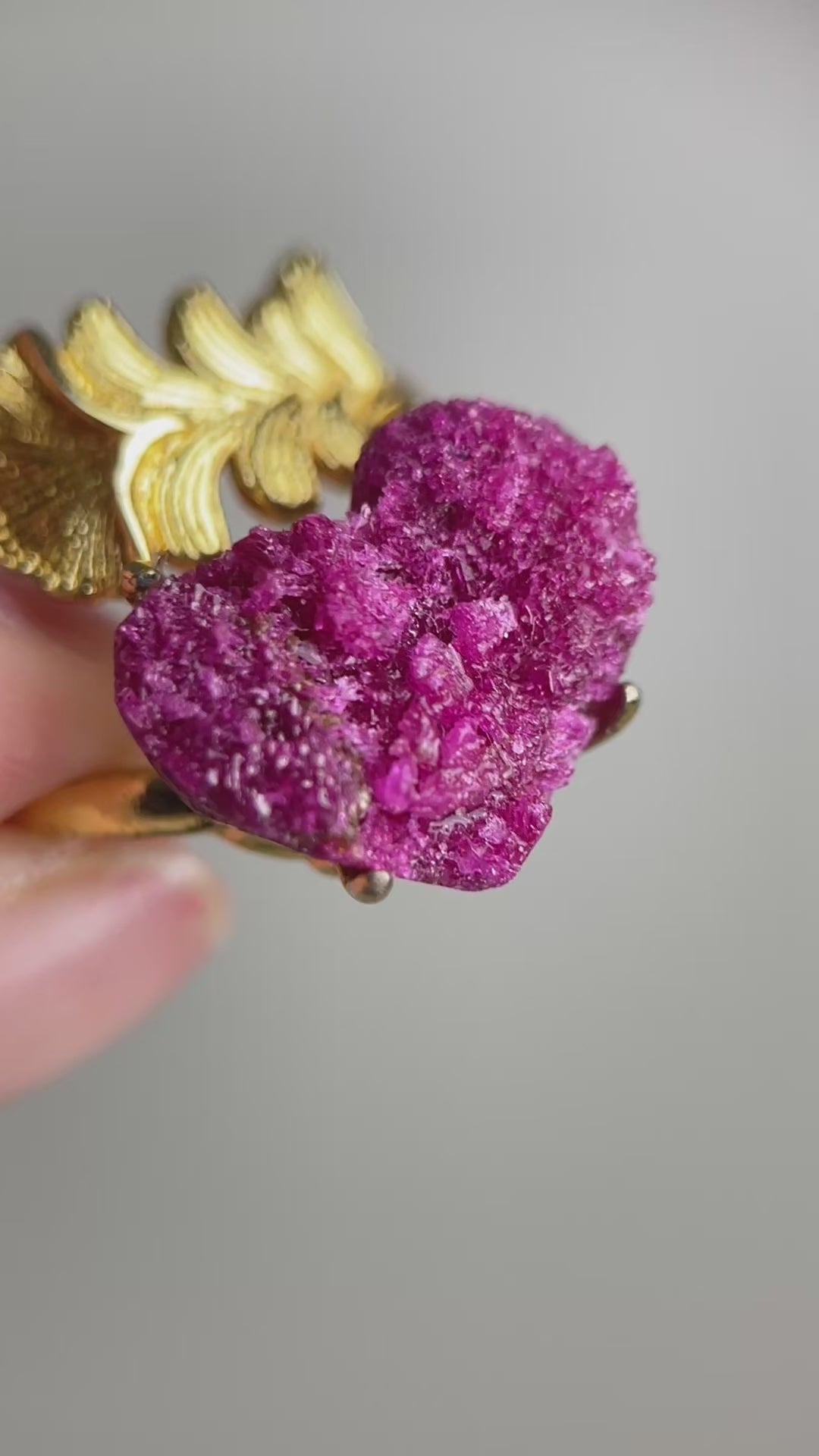 Video of Raw Ruby Red Corundum mineral specimen ring showing natural crystal texture