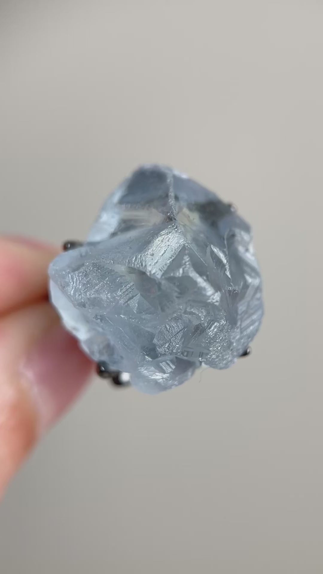 Video of Raw Celestite Crystal Ring from Madagascar