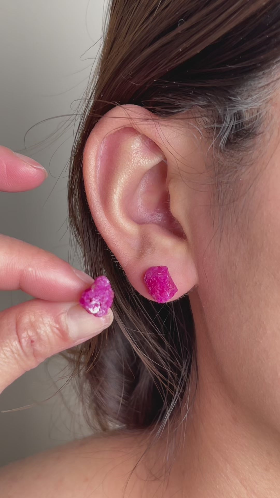Raw Red Corundum Stud Earrings video