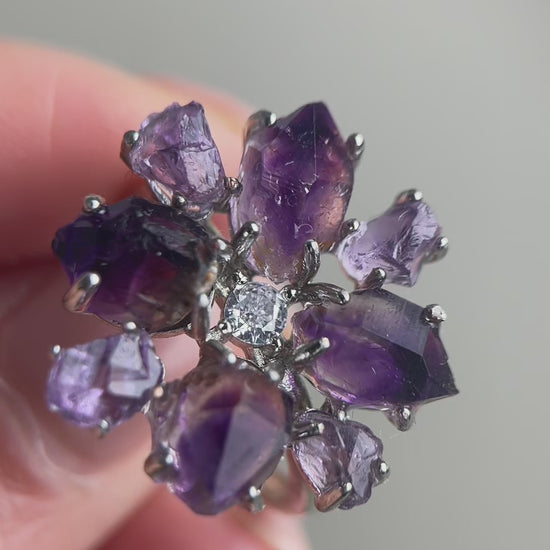 video super seven amethyst crystal blossom ring