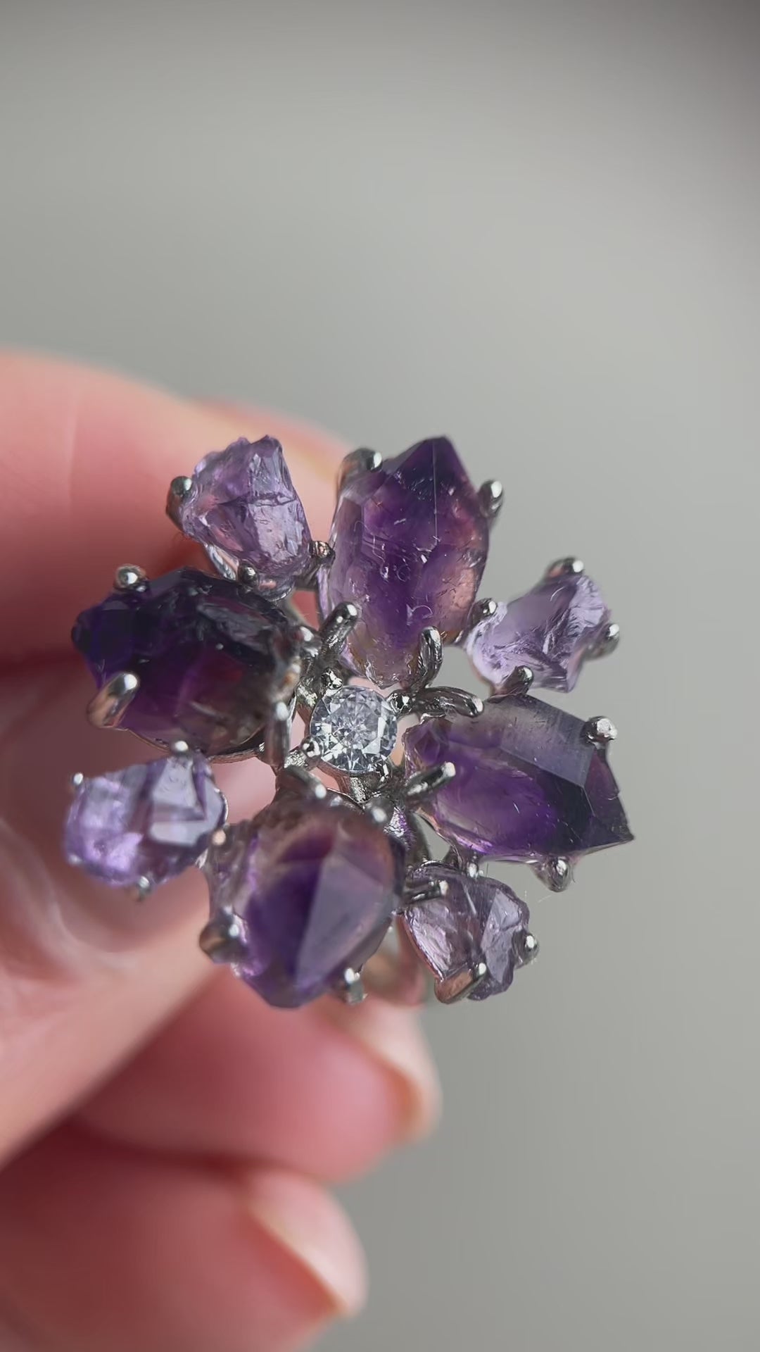 video super seven amethyst crystal blossom ring