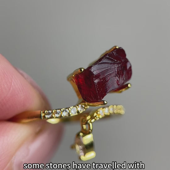 natural garnet crystal ring video sri lanka raw garnet