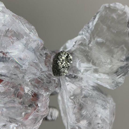 Video of Crystal Butterfly Ring featuring Brazilian Quartz and Peruvian Chalcopyrite