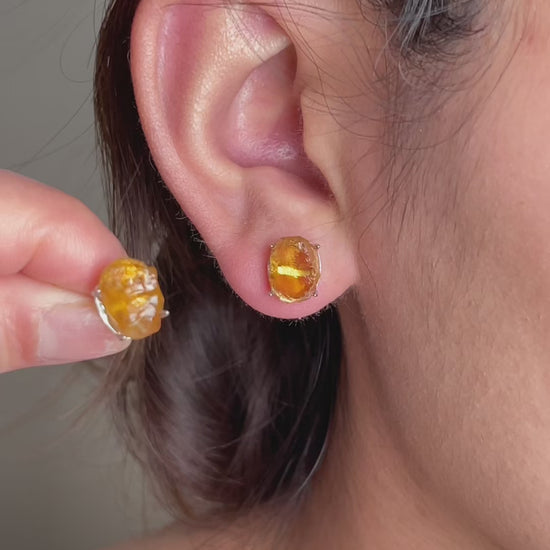 Raw Citrine Stud Earrings video