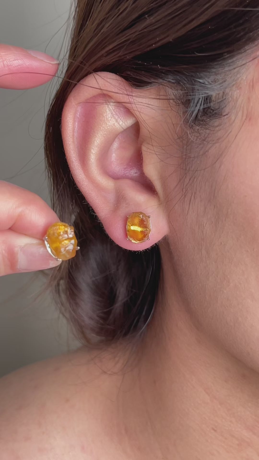 Raw Citrine Stud Earrings video