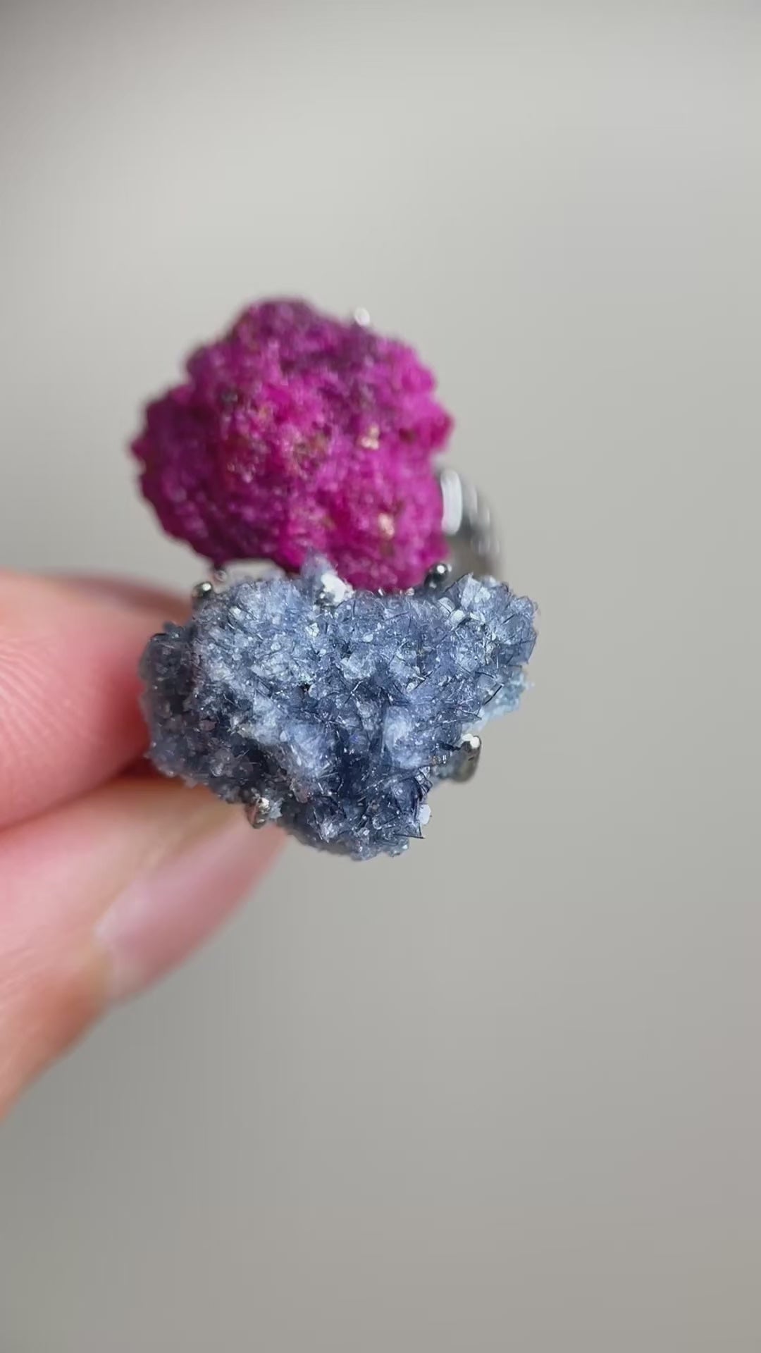 Video of Ruby and Sapphire Mineral Specimen Ring