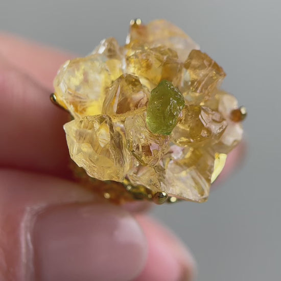 video citrine peridot crystal blossom ring