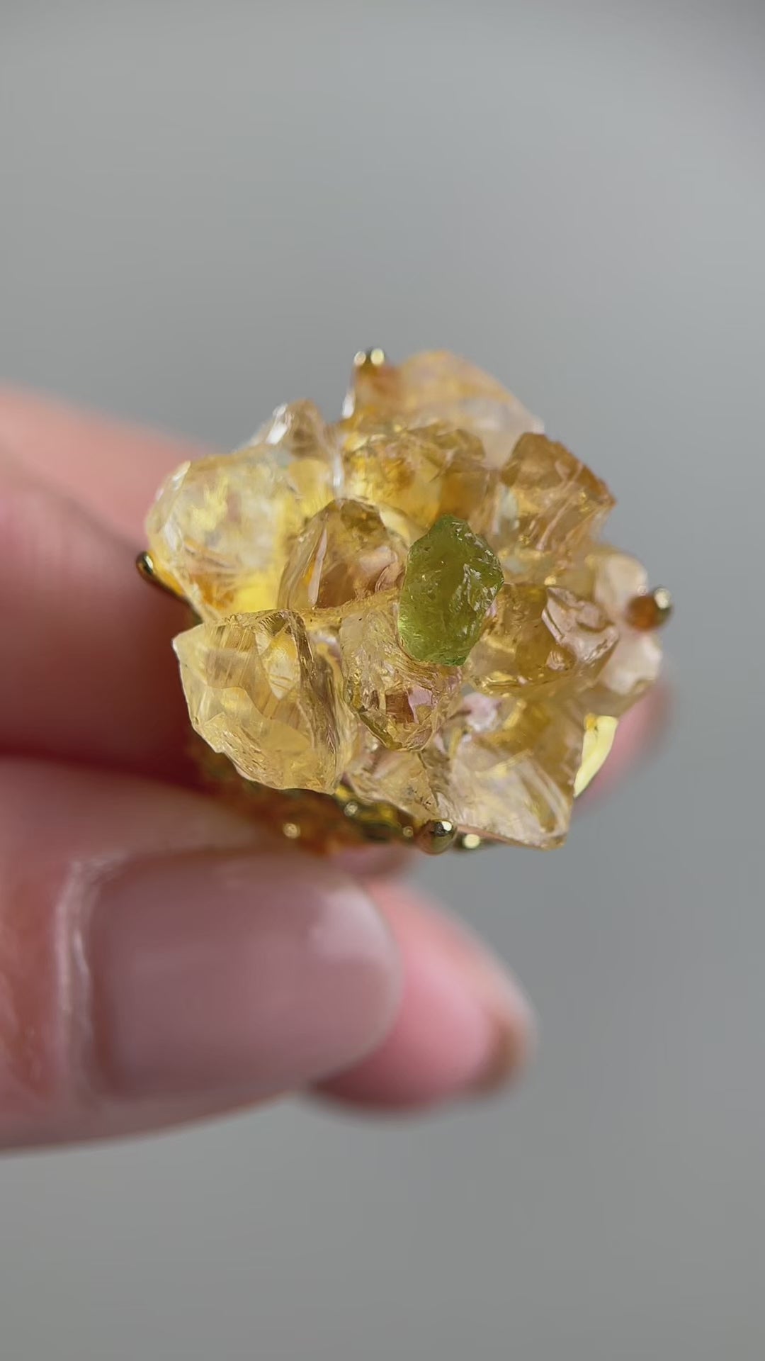 video citrine peridot crystal blossom ring