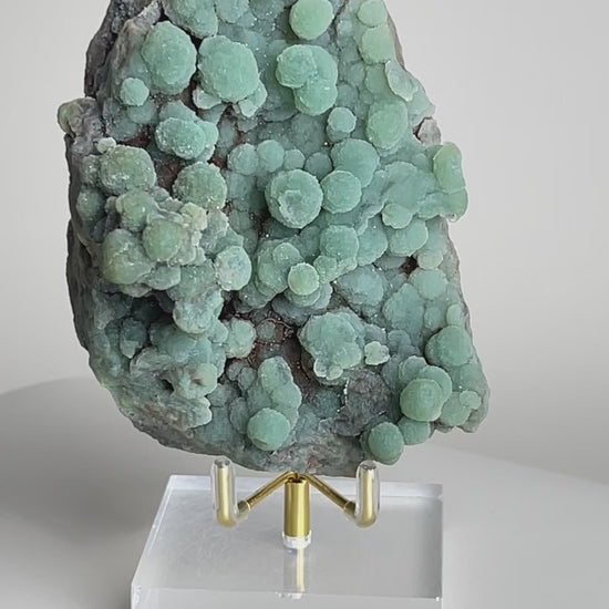 Video of raw botryoidal green prehnite mineral specimen from Morocco with rounded crystal texture