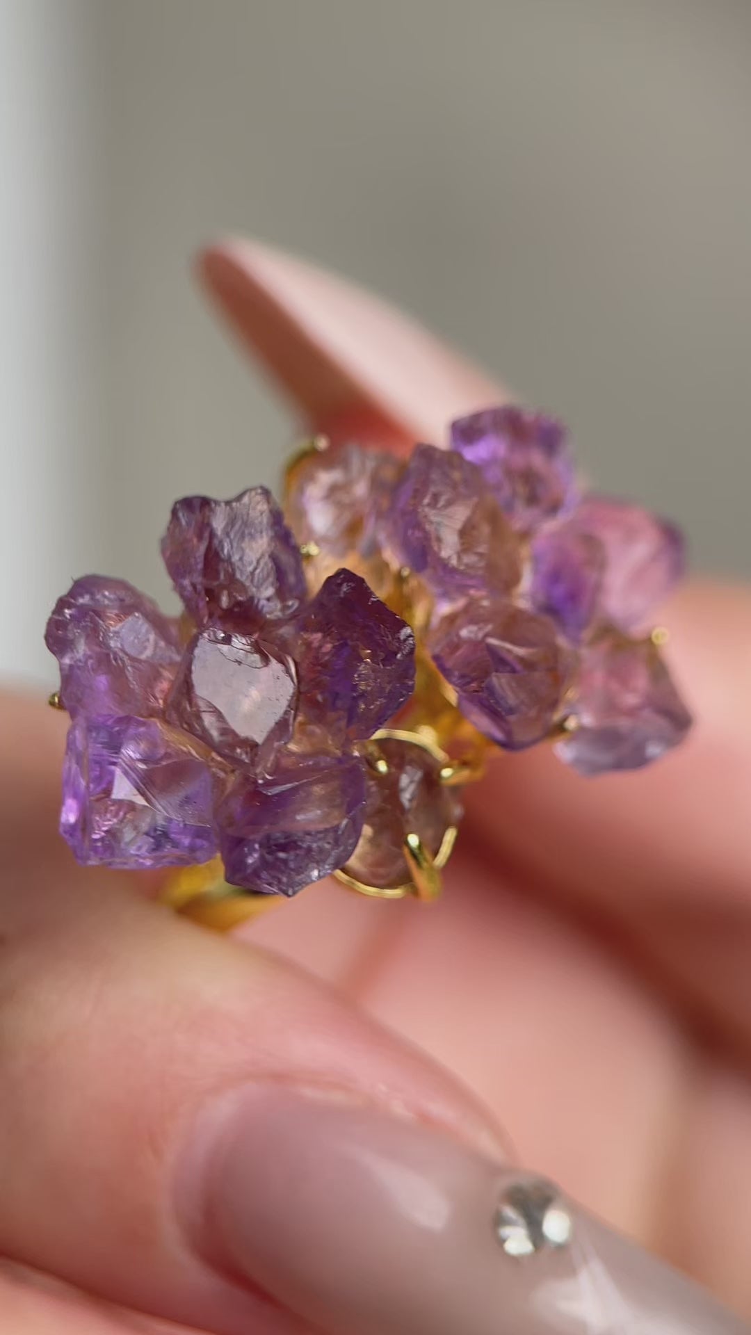 video amethyst crystal bloom ring by oryssia