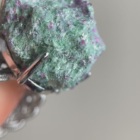 Ruby in fuchsite raw crystal ring video