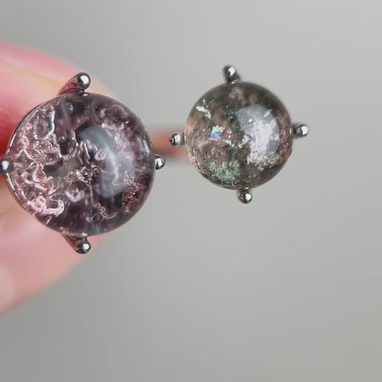 Video of Phantom Quartz twin stone ring showing internal phantom detail