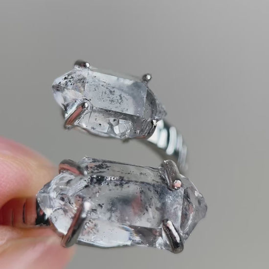 Video of Herkimer Diamond Quartz twin stone ring