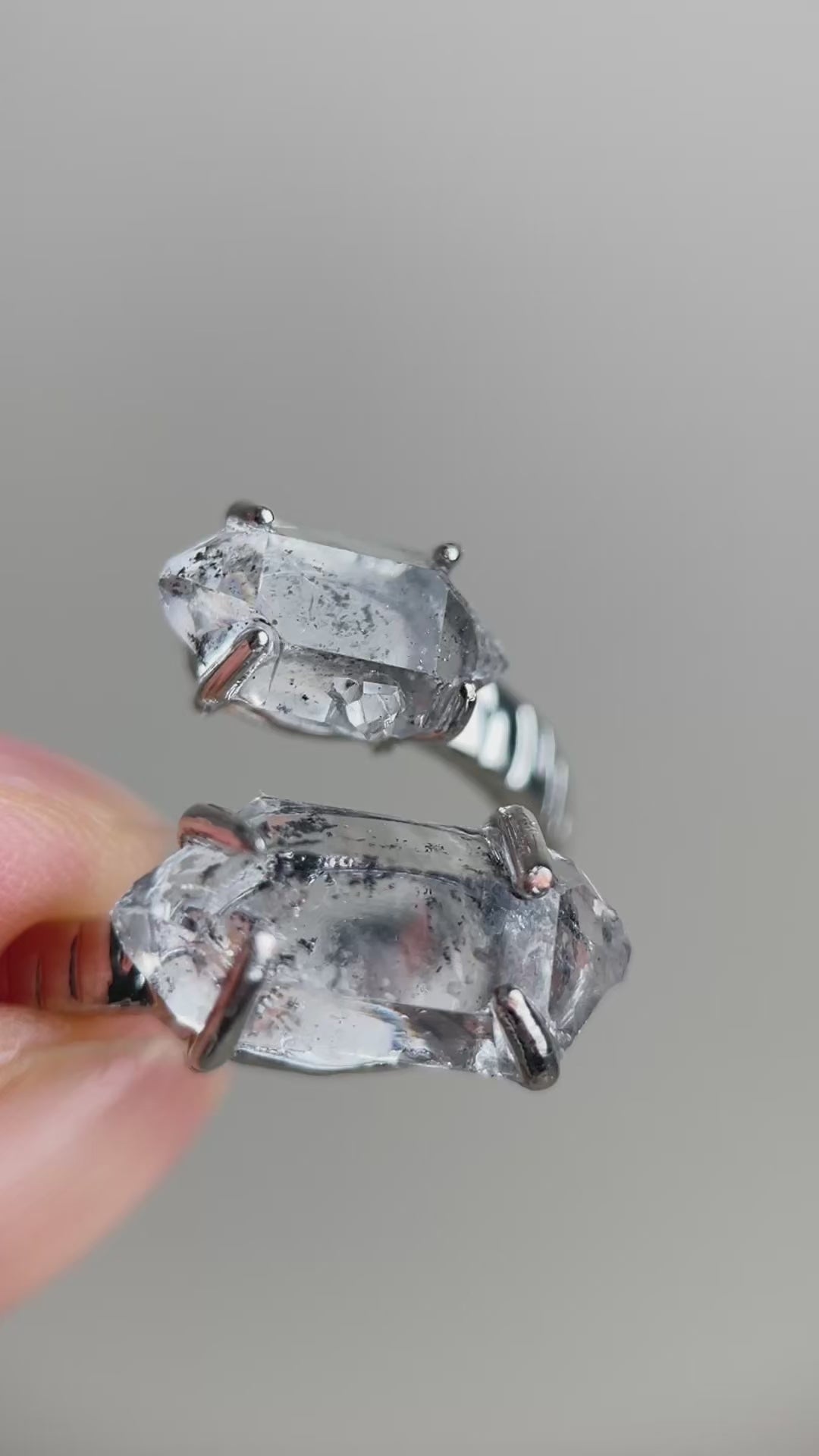 Video of Herkimer Diamond Quartz twin stone ring
