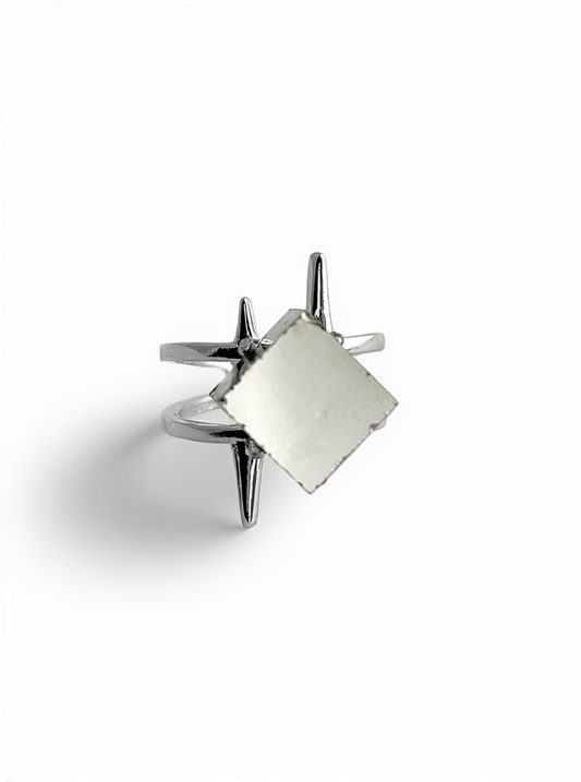 Pyrite cube ring natural cubic crystal from Spain front view