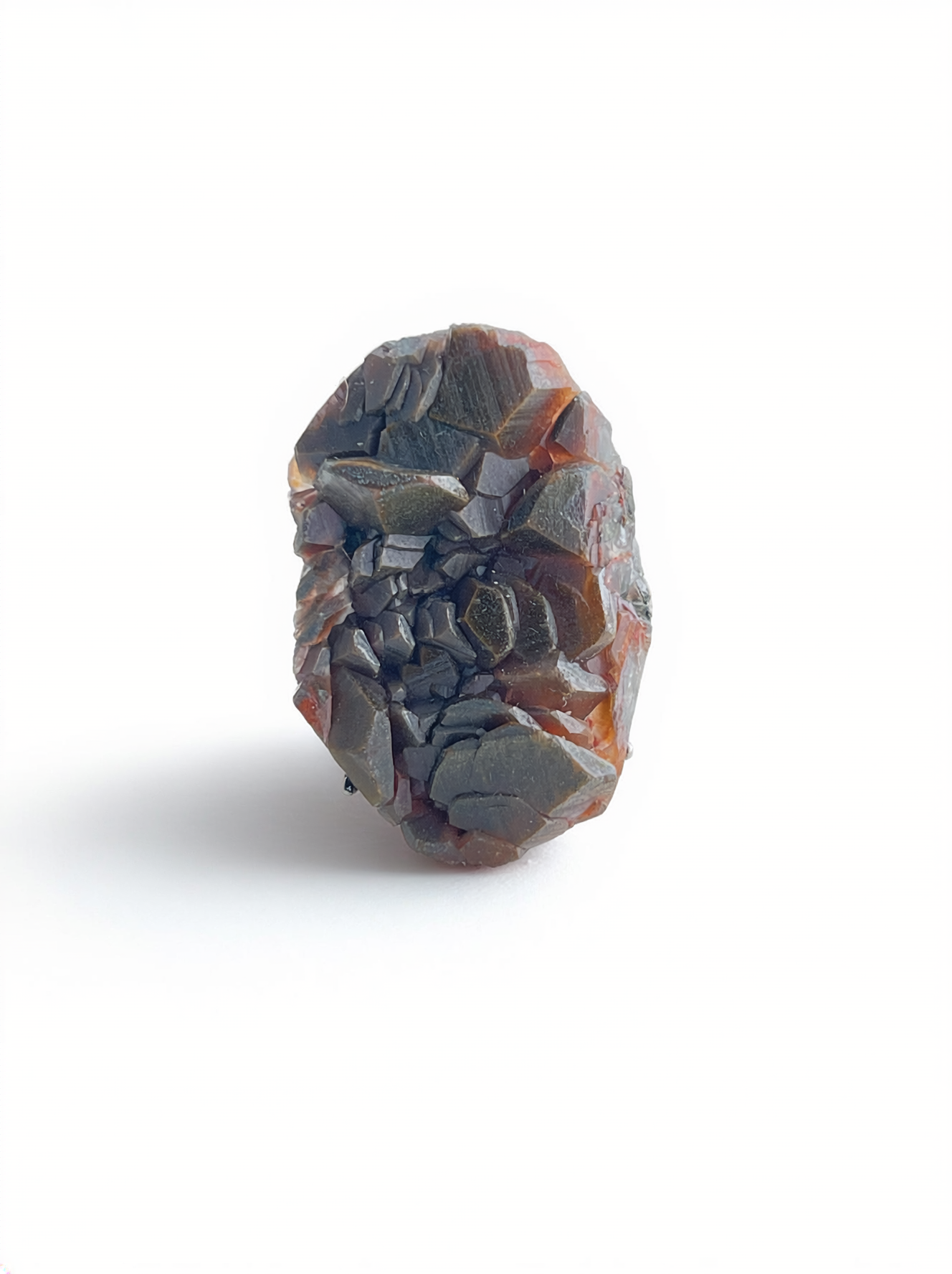 Pyrite on Calcite mineral specimen ring front view