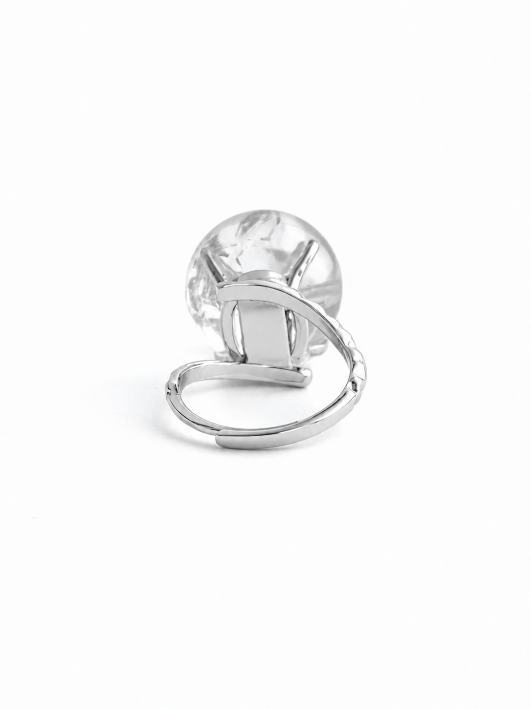 Back view of adjustable Rainbow Quartz Sphere ring